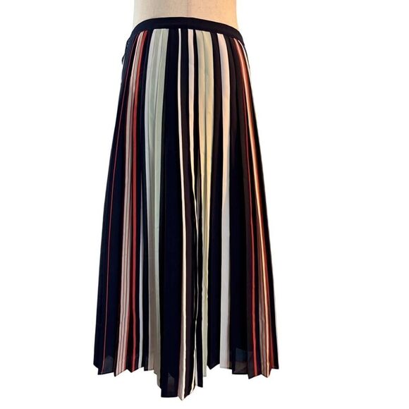 NWT Rebecca Minkoff Madeline Pleated Skirt Multi-Color Stripe Lined Zipper SZ 8 - Picture 3 of 5